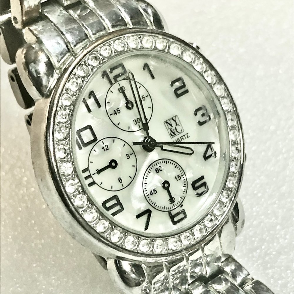New York & Company Rhinestone Metal Band Watch